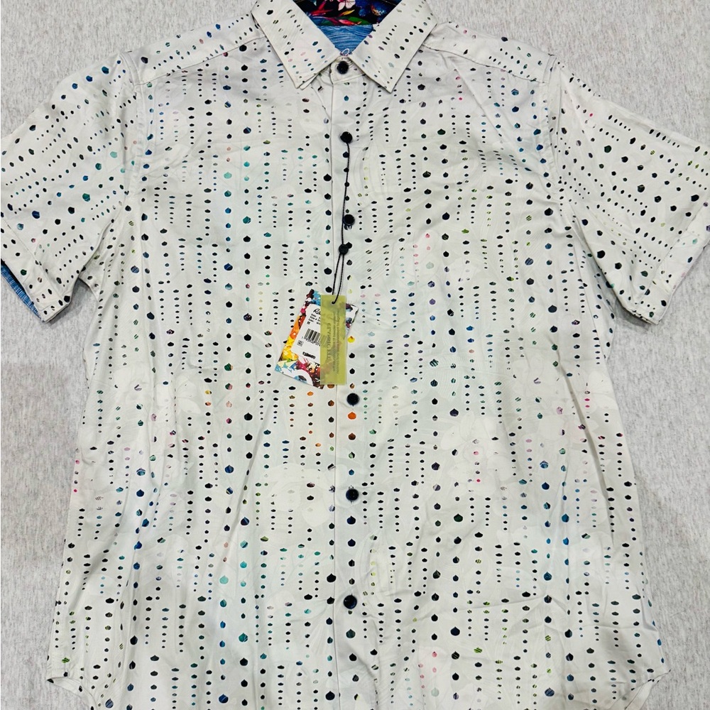 Robert Graham White and Black Casual Button Down Shirt
